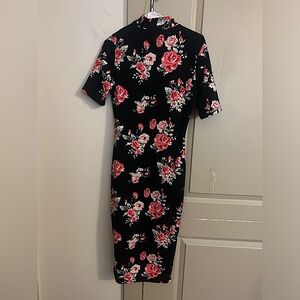 Black Rose Allover Bodycon Dress